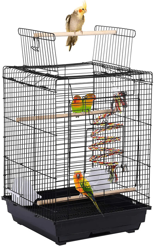 Yaheetech Open Play Top Travel Bird Cage for Conure Sun Parakeet Green Cheek Conure Lovebird Budgie Finch Canary, Small-Size Travel Bird Cage Portable Animals & Pet Supplies > Pet Supplies > Bird Supplies > Bird Cages & Stands Yaheetech   