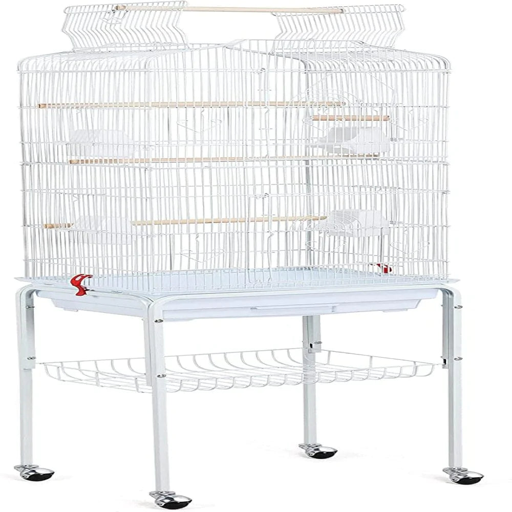 Yaheetech Open Top Parakeet Bird Cage for Parrots Cockatiels Conures Lovebirds Canaries Finches, Rolling Standing Bird Cage with Detachable Stand, White Animals & Pet Supplies > Pet Supplies > Bird Supplies > Bird Cages & Stands Yaheetech   