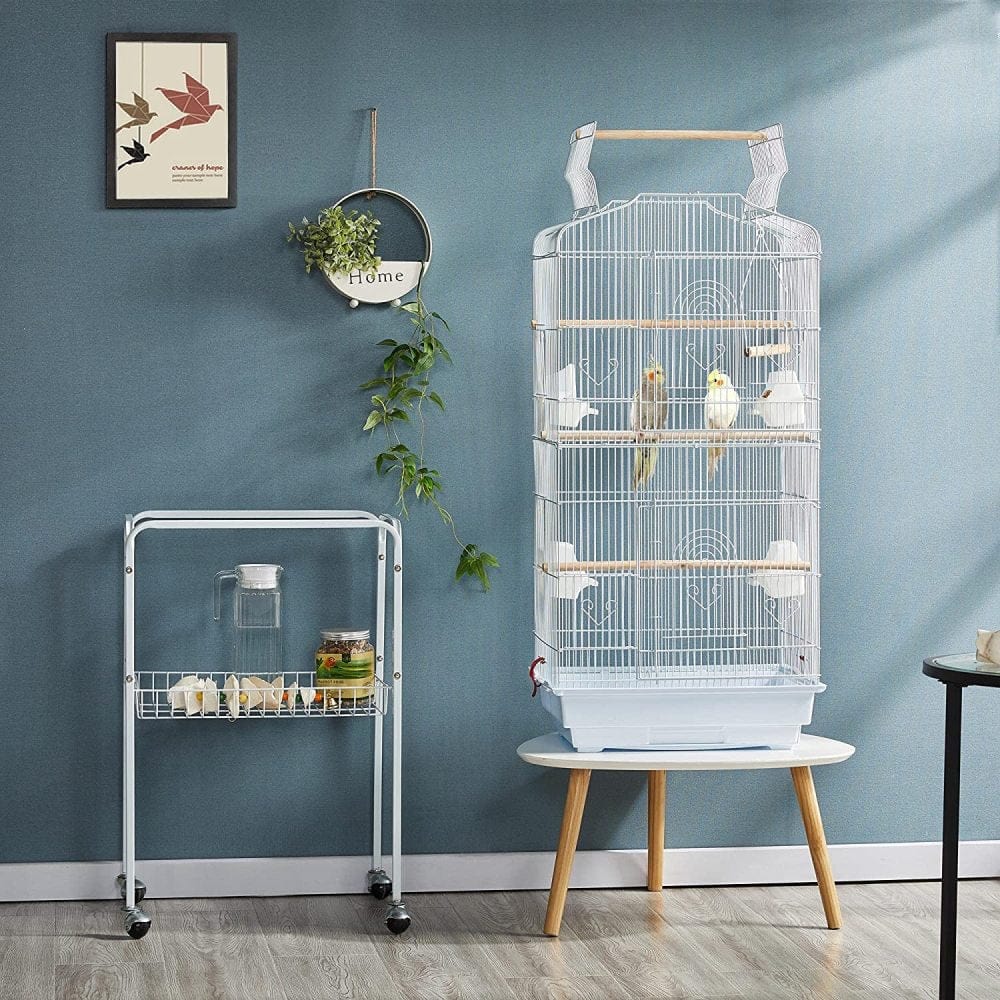 Yaheetech Open Top Parakeet Bird Cage for Parrots Cockatiels Conures Lovebirds Canaries Finches, Rolling Standing Bird Cage with Detachable Stand, White Animals & Pet Supplies > Pet Supplies > Bird Supplies > Bird Cages & Stands Yaheetech   