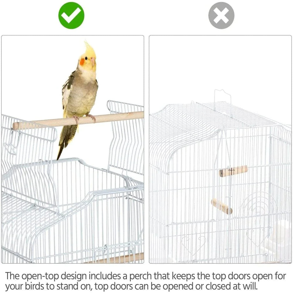 Yaheetech Open Top Parakeet Bird Cage for Parrots Cockatiels Conures Lovebirds Canaries Finches, Rolling Standing Bird Cage with Detachable Stand, White Animals & Pet Supplies > Pet Supplies > Bird Supplies > Bird Cages & Stands Yaheetech   