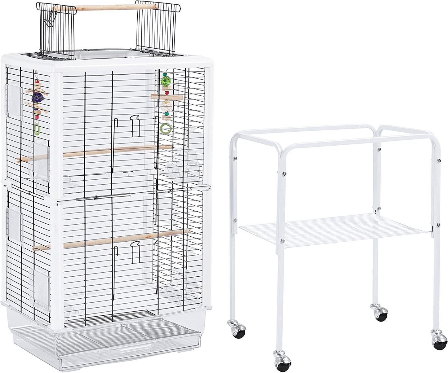 Yaheetech Play Open Top Transparent Clear Bird Cage Birdcage for Small Birds Parakeets Sun Conures Lovebirds Canaries Cockatiels Green Cheeks Finches W/Toys & Ladder Rolling Stand Animals & Pet Supplies > Pet Supplies > Bird Supplies > Bird Cages & Stands Yaheetech   