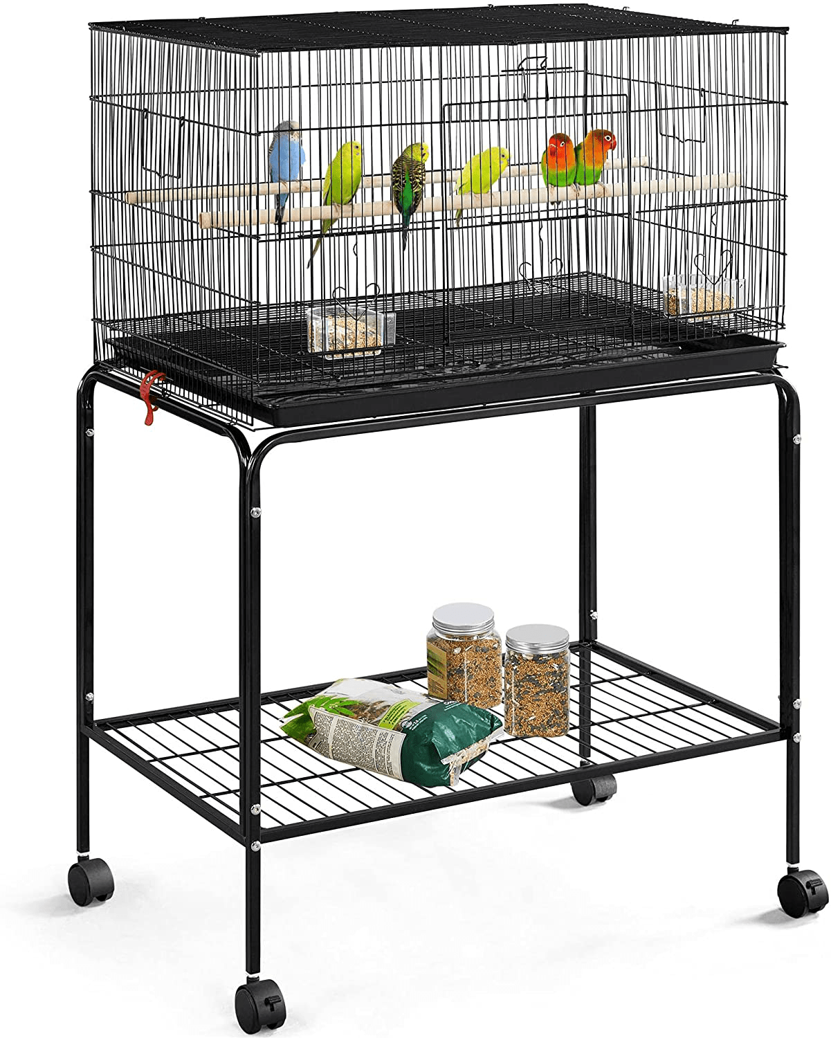 Yaheetech Rectangle Finch Parakeet Flight Bird Cage with Stand, Black Animals & Pet Supplies > Pet Supplies > Bird Supplies > Bird Cages & Stands Yaheetech   