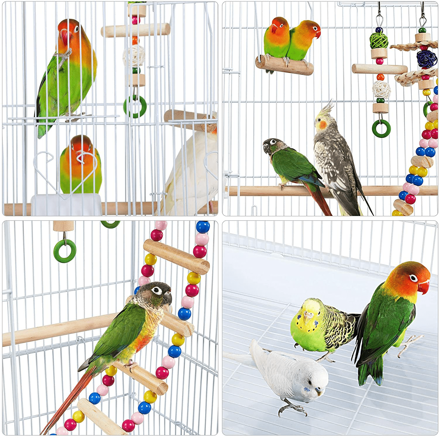 Yaheetech Rolling Metal Bird Cage for Parakeets Cockatiels Conures Finches Lovebirds Canaries Budgies Small Parrots with Detachable Stand, White Animals & Pet Supplies > Pet Supplies > Bird Supplies > Bird Cages & Stands Yaheetech   