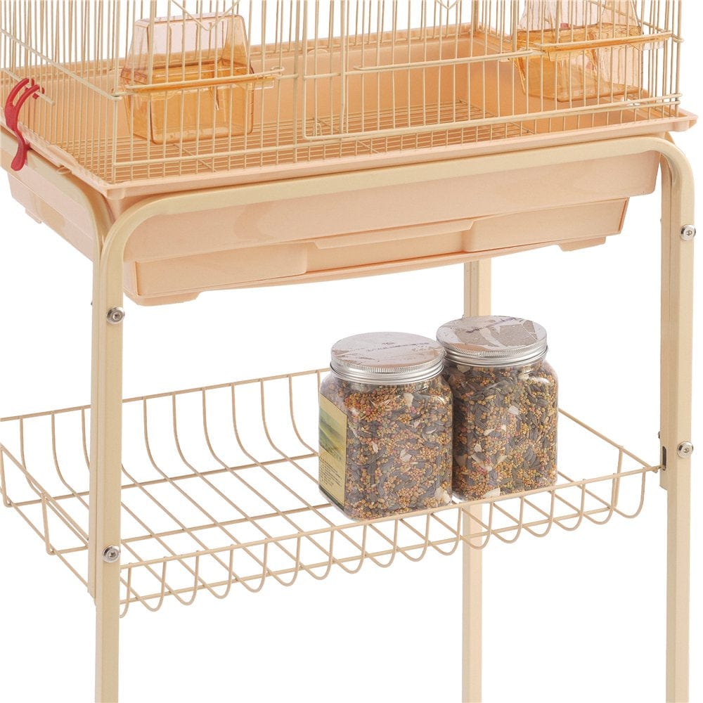 Yaheetech Rolling Metal Bird Cage with Detachable Stand Large Parrot Cage W/ Stand & Toys Budgies Cockatiels Parakeets, Almond Animals & Pet Supplies > Pet Supplies > Bird Supplies > Bird Cages & Stands Yaheetech   