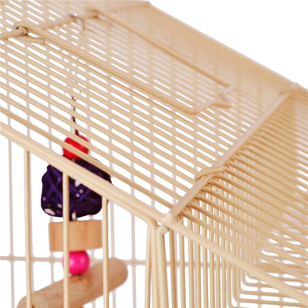 Yaheetech Rolling Metal Bird Cage with Detachable Stand Large Parrot Cage W/ Stand & Toys Budgies Cockatiels Parakeets, Almond Animals & Pet Supplies > Pet Supplies > Bird Supplies > Bird Cages & Stands Yaheetech   