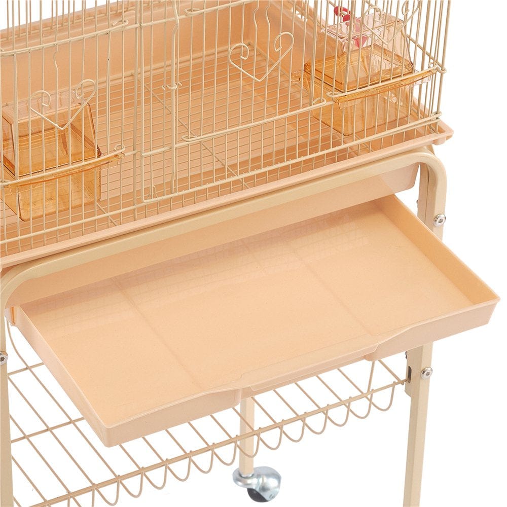 Yaheetech Rolling Metal Bird Cage with Detachable Stand Large Parrot Cage W/ Stand & Toys Budgies Cockatiels Parakeets, Almond Animals & Pet Supplies > Pet Supplies > Bird Supplies > Bird Cages & Stands Yaheetech   