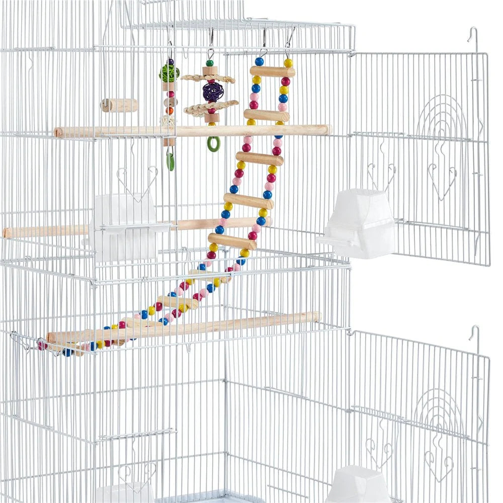 Yaheetech Rolling Metal Detachable Stand Bird Cage, White Animals & Pet Supplies > Pet Supplies > Bird Supplies > Bird Cages & Stands Yaheetech   