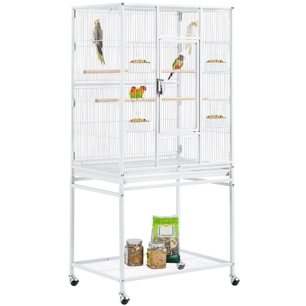 Yaheetech Rolling Parrot Cage Bird Cage for Conures Parakeets Cockatiels with Detachable Stand, White Animals & Pet Supplies > Pet Supplies > Bird Supplies > Bird Cages & Stands Yaheetech White  