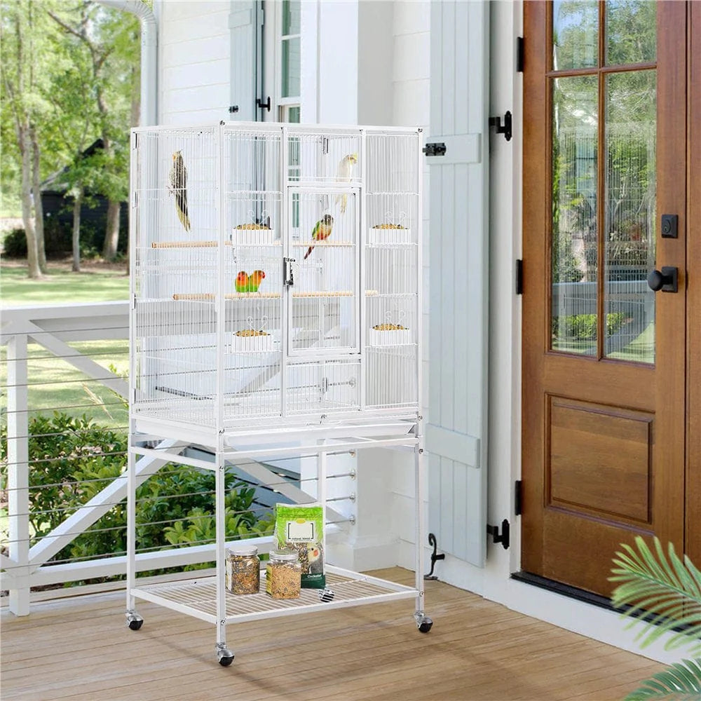 Yaheetech Rolling Parrot Cage Bird Cage for Conures Parakeets Cockatiels with Detachable Stand, White Animals & Pet Supplies > Pet Supplies > Bird Supplies > Bird Cages & Stands Yaheetech   