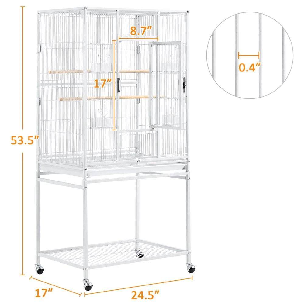 Yaheetech Rolling Parrot Cage Bird Cage for Conures Parakeets Cockatiels with Detachable Stand, White Animals & Pet Supplies > Pet Supplies > Bird Supplies > Bird Cages & Stands Yaheetech   