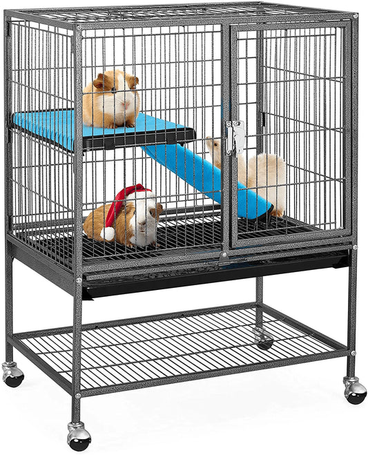 Yaheetech Rolling Single/Double-Story Ferret Cage Small Animal Cage for Chinchilla Adult Rats Metal Critter Nation Cage Black/White Animals & Pet Supplies > Pet Supplies > Small Animal Supplies > Small Animal Habitat Accessories YAHEETECH Black Single Story 