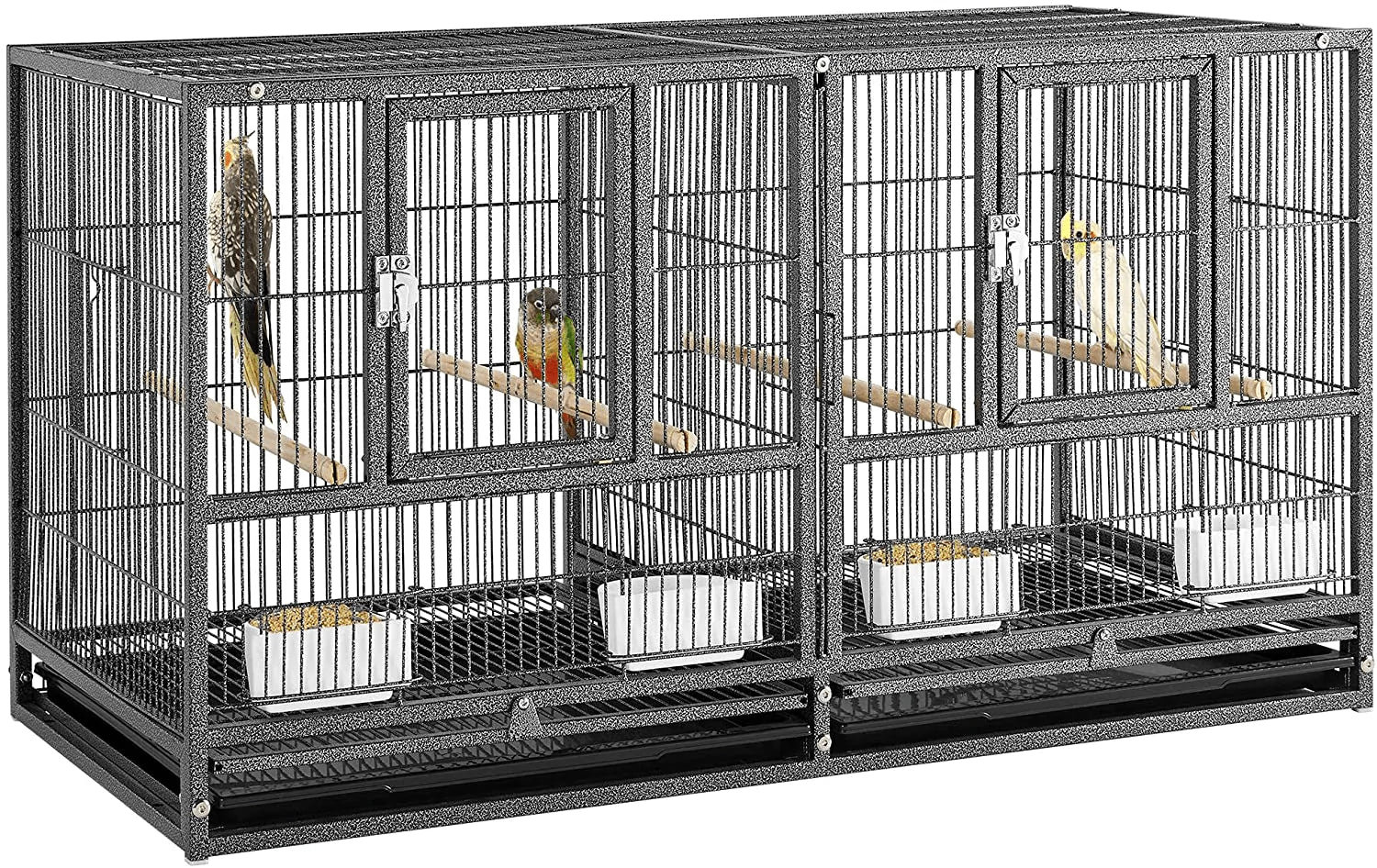 Yaheetech Stackable Bird Cage Divided Breeder Breeding Parakeet Bird Cage for Canaries Cockatiels Lovebirds Finches Budgies Small Parrots, Black Animals & Pet Supplies > Pet Supplies > Bird Supplies > Bird Cages & Stands Yaheetech Black Single Story 