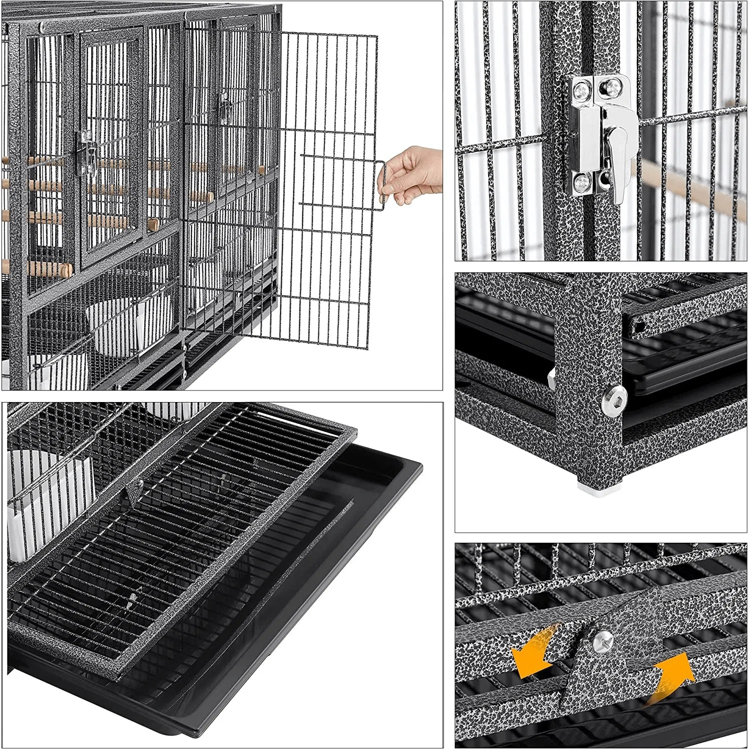 Yaheetech Stackable Bird Cage Divided Breeder Breeding Parakeet Bird Cage for Canaries Cockatiels Lovebirds Finches Budgies Small Parrots, Black Animals & Pet Supplies > Pet Supplies > Bird Supplies > Bird Cages & Stands Yaheetech   