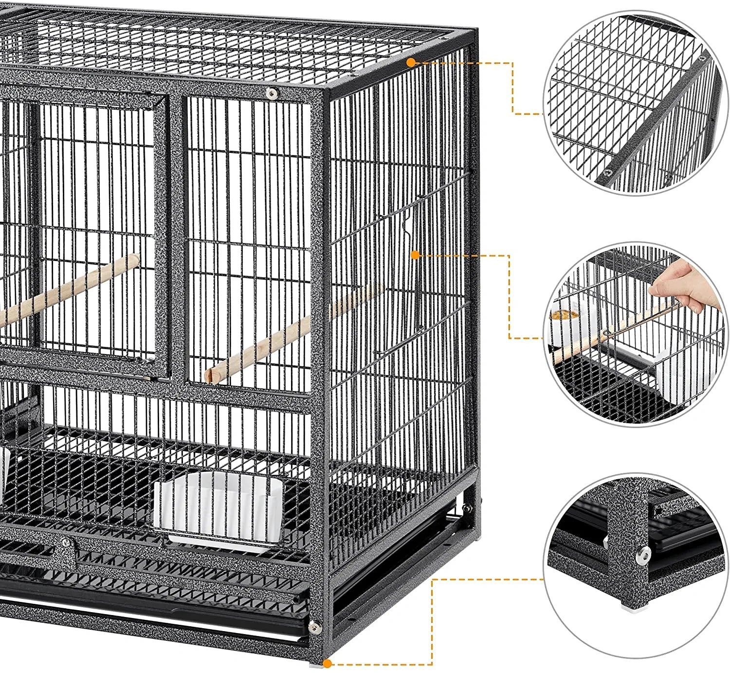 Yaheetech Stackable Bird Cage Divided Breeder Breeding Parakeet Bird Cage for Canaries Cockatiels Lovebirds Finches Budgies Small Parrots, Black Animals & Pet Supplies > Pet Supplies > Bird Supplies > Bird Cages & Stands Yaheetech   