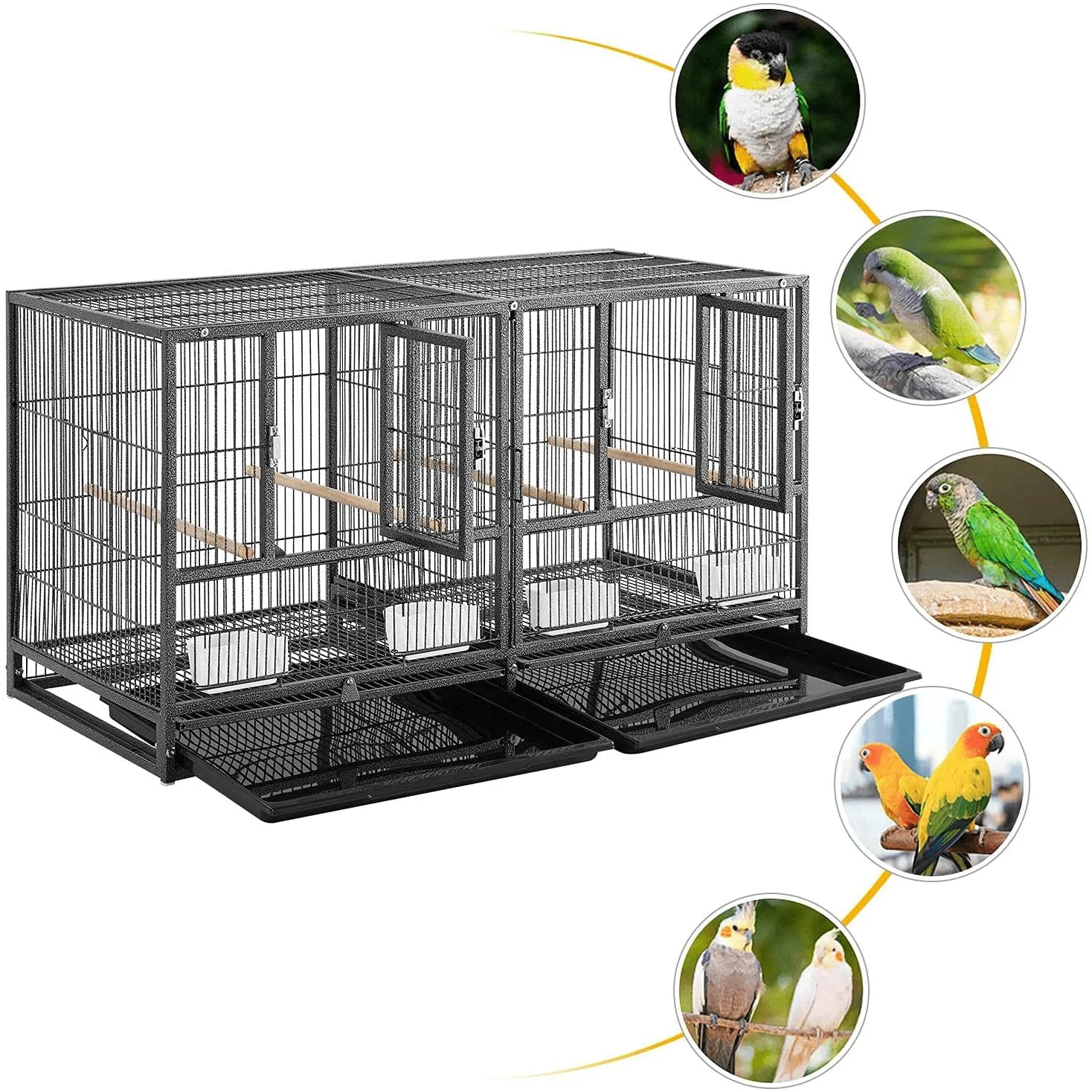 Yaheetech Stackable Bird Cage Divided Breeder Breeding Parakeet Bird Cage for Canaries Cockatiels Lovebirds Finches Budgies Small Parrots, Black Animals & Pet Supplies > Pet Supplies > Bird Supplies > Bird Cages & Stands Yaheetech   