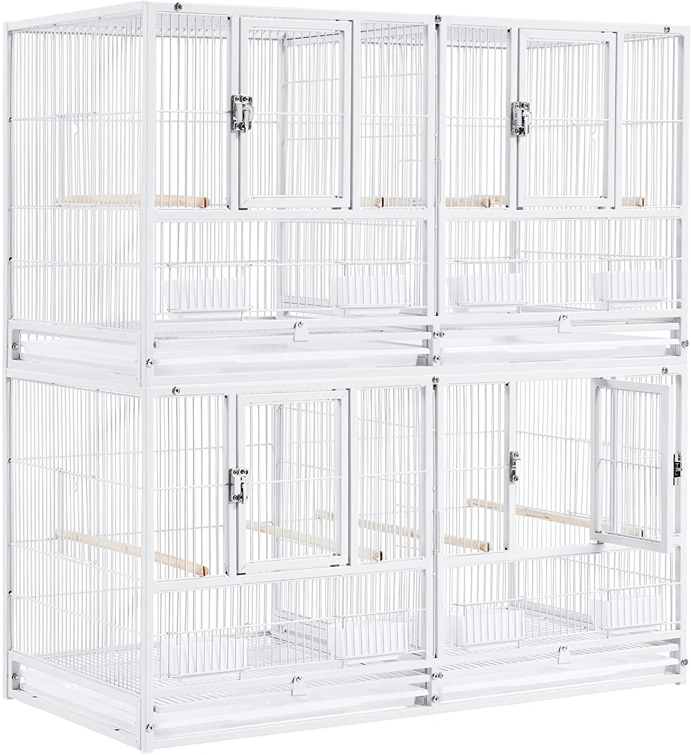 Yaheetech Stackable Bird Cage Divided Breeder Breeding Parakeet Bird Cage for Canaries Cockatiels Lovebirds Finches Budgies Small Parrots, Black Animals & Pet Supplies > Pet Supplies > Bird Supplies > Bird Cages & Stands Yaheetech White Double Story 