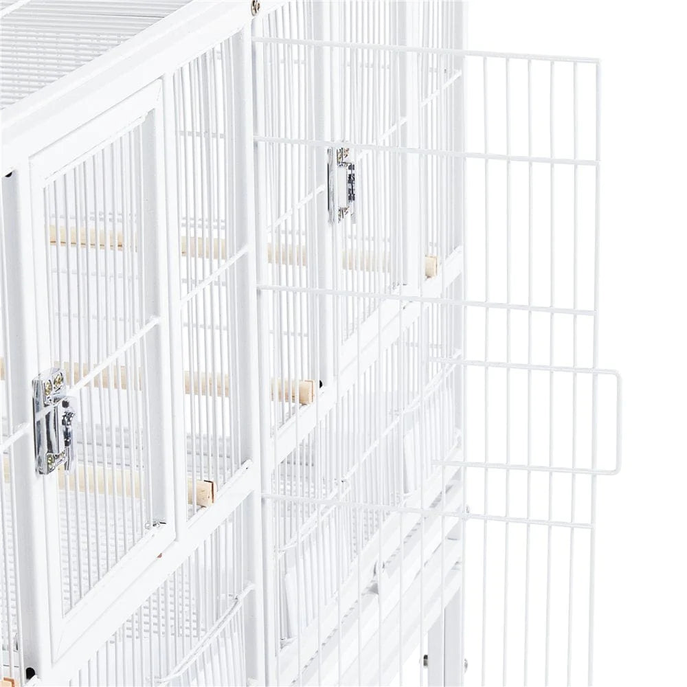 Yaheetech Stackable Wide Bird Cage Cockatiels Metal Bird Cage Divided Breeder Cage with Rolling Stand, White Animals & Pet Supplies > Pet Supplies > Bird Supplies > Bird Cages & Stands Yaheetech   