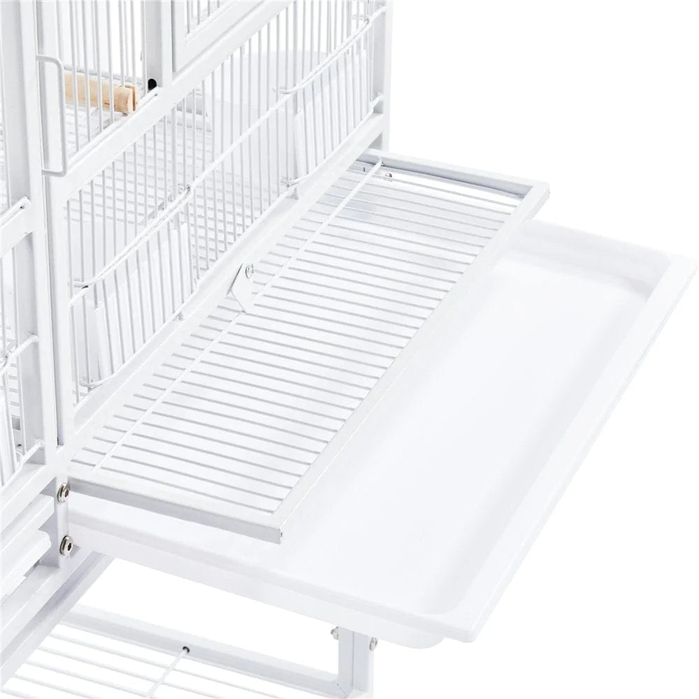 Yaheetech Stackable Wide Bird Cage Cockatiels Metal Bird Cage Divided Breeder Cage with Rolling Stand, White Animals & Pet Supplies > Pet Supplies > Bird Supplies > Bird Cages & Stands Yaheetech   