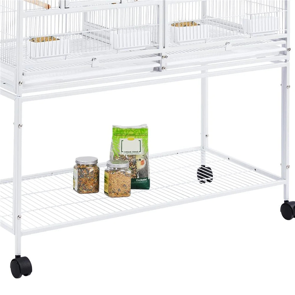 Yaheetech Stackable Wide Bird Cage Cockatiels Metal Bird Cage Divided Breeder Cage with Rolling Stand, White Animals & Pet Supplies > Pet Supplies > Bird Supplies > Bird Cages & Stands Yaheetech   