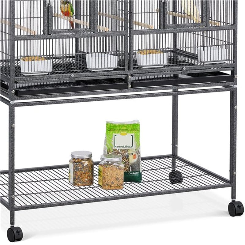 Yaheetech Stackable Wide Bird Cage Divided Breeder Cage for Small Birds Lovebirds Finch Canaries Parakeets Cockatiels Budgies Metal Bird Cage with Rolling Stand Animals & Pet Supplies > Pet Supplies > Bird Supplies > Bird Cages & Stands Yaheetech   