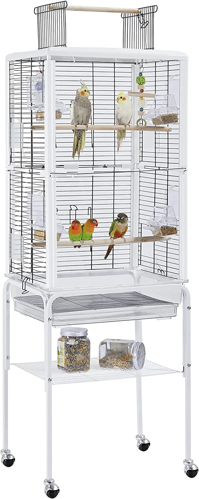 Yaheetech Transparent Rolling Open Top Bird Cage for Lovebird Cockatiel Canary Finch Parrot W/Clear View with Detachable Stand Toys&Perches Included Animals & Pet Supplies > Pet Supplies > Bird Supplies > Bird Cages & Stands Yaheetech   