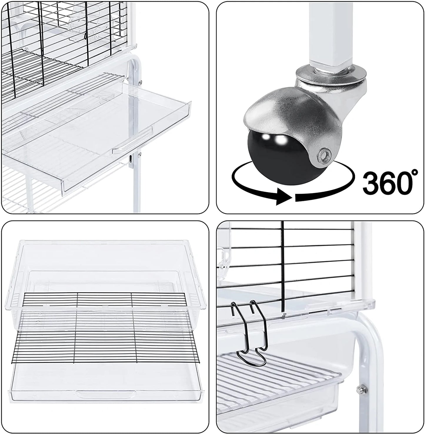 Yaheetech Transparent Rolling Open Top Bird Cage for Lovebird Cockatiel Canary Finch Parrot W/Clear View with Detachable Stand Toys&Perches Included Animals & Pet Supplies > Pet Supplies > Bird Supplies > Bird Cages & Stands Yaheetech   