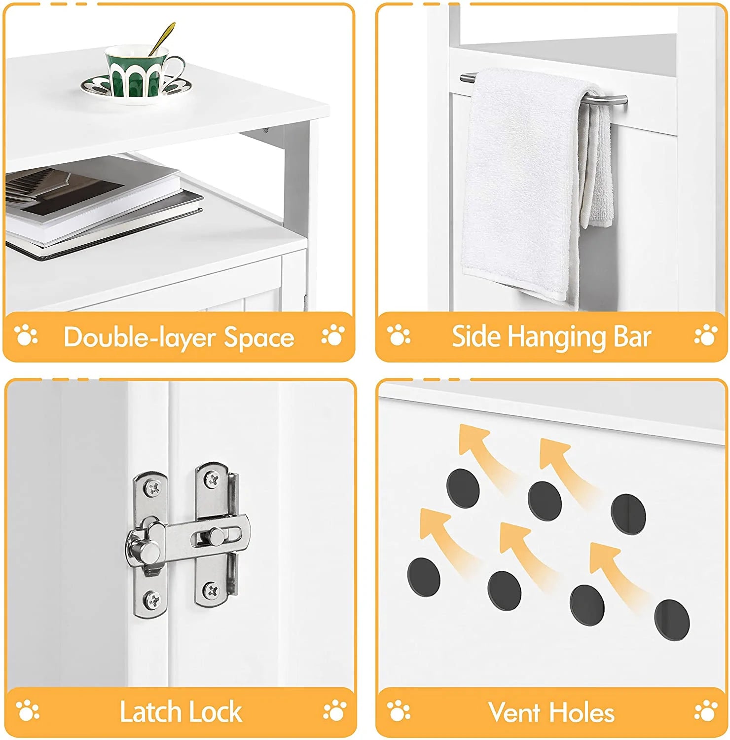 Yaheetech Wooden Cat Litter Box, Lockable Pet Side Table with Hidden Crate for Cats, Decorative Pet House with Structure and Open Shelf, L20.5Xw19.5Xh25.5 In, White Animals & Pet Supplies > Pet Supplies > Cat Supplies > Cat Furniture Yaheetech   