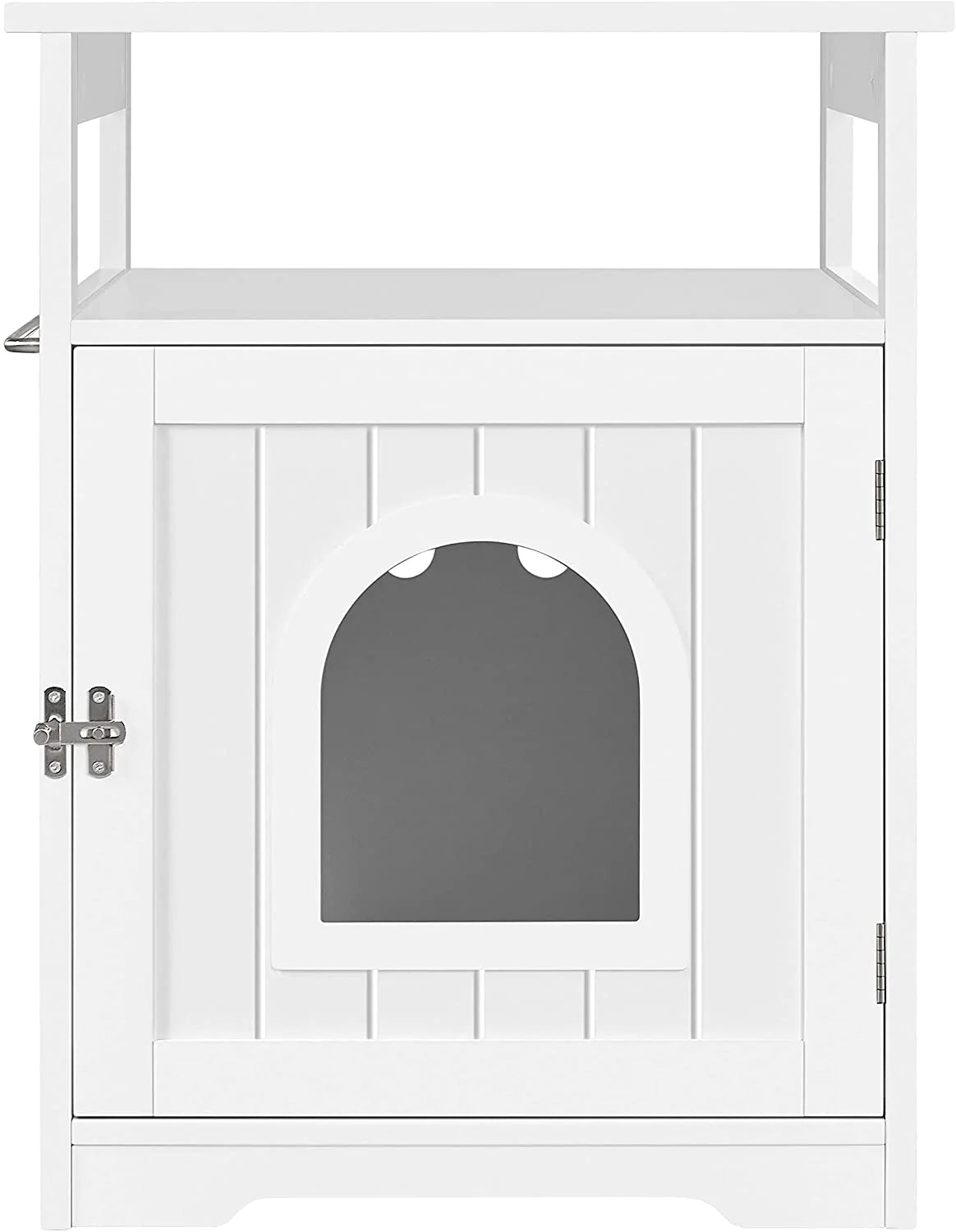 Yaheetech Wooden Cat Litter Box, Lockable Pet Side Table with Hidden Crate for Cats, Decorative Pet House with Structure and Open Shelf, L20.5Xw19.5Xh25.5 In, White Animals & Pet Supplies > Pet Supplies > Cat Supplies > Cat Furniture Yaheetech   