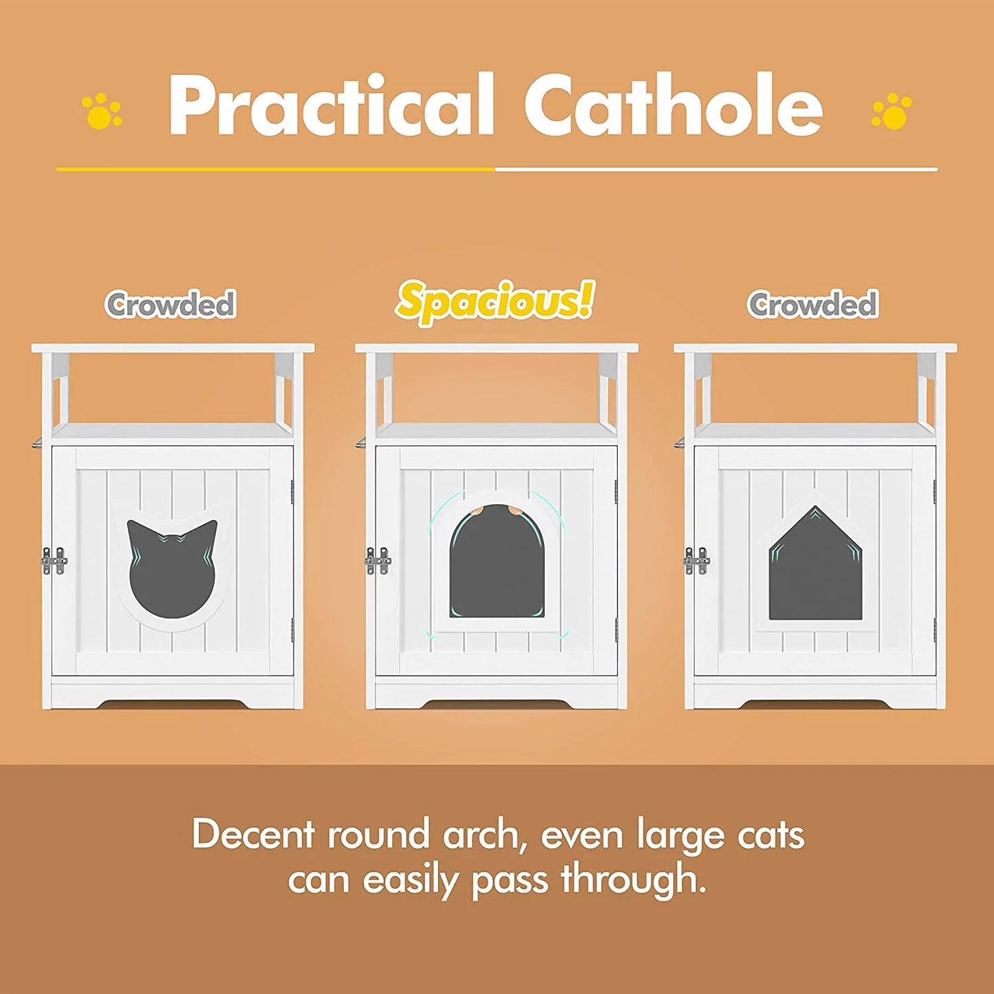 Yaheetech Wooden Cat Litter Box, Lockable Pet Side Table with Hidden Crate for Cats, Decorative Pet House with Structure and Open Shelf, L20.5Xw19.5Xh25.5 In, White Animals & Pet Supplies > Pet Supplies > Cat Supplies > Cat Furniture Yaheetech   