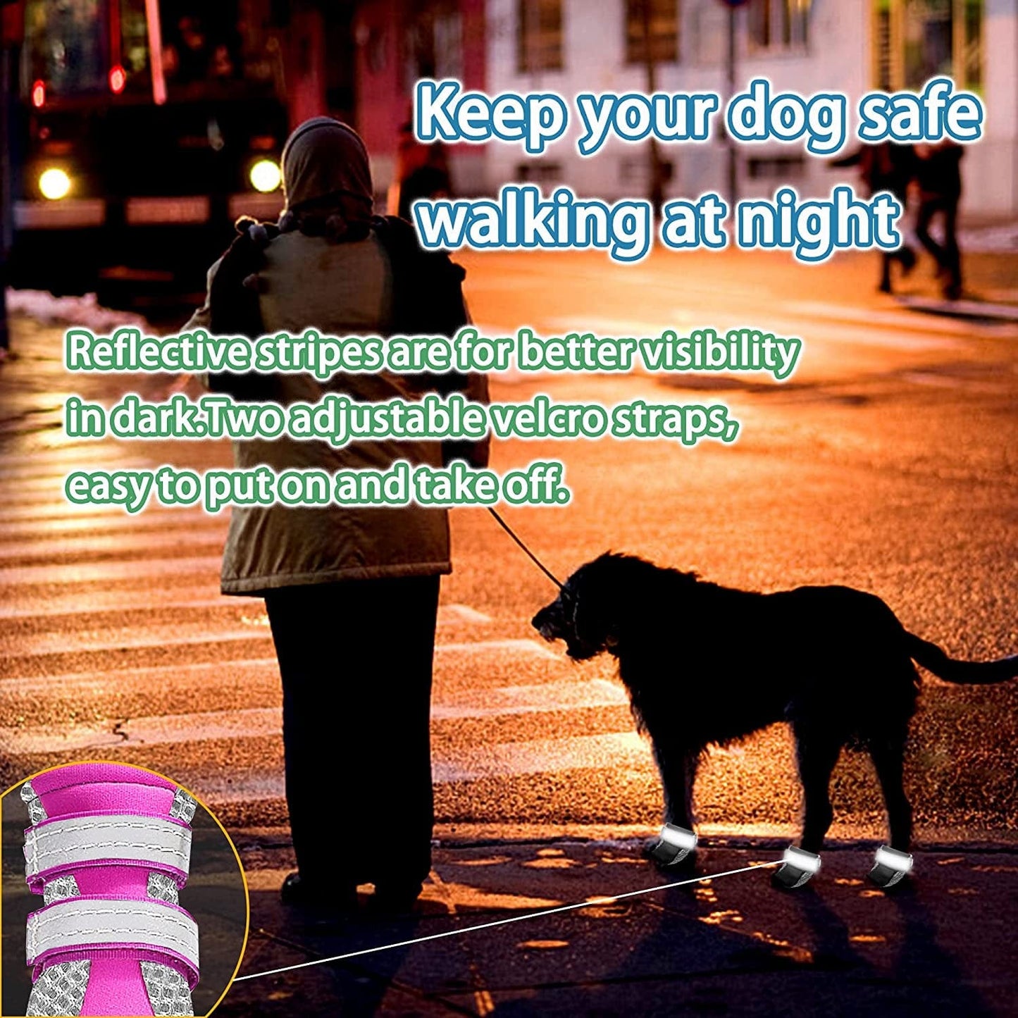 YAODHAOD Dog Boots Paw Protectors, Mesh Breathable Dog Shoes for Small Medium Dogs with Reflective Straps, Anti-Slip Hot Pavement Hardwood Pet Booties 4 PCS (L : 1.7"X1.3"(L*W), Pink) Animals & Pet Supplies > Pet Supplies > Dog Supplies > Dog Apparel YAODHAOD   