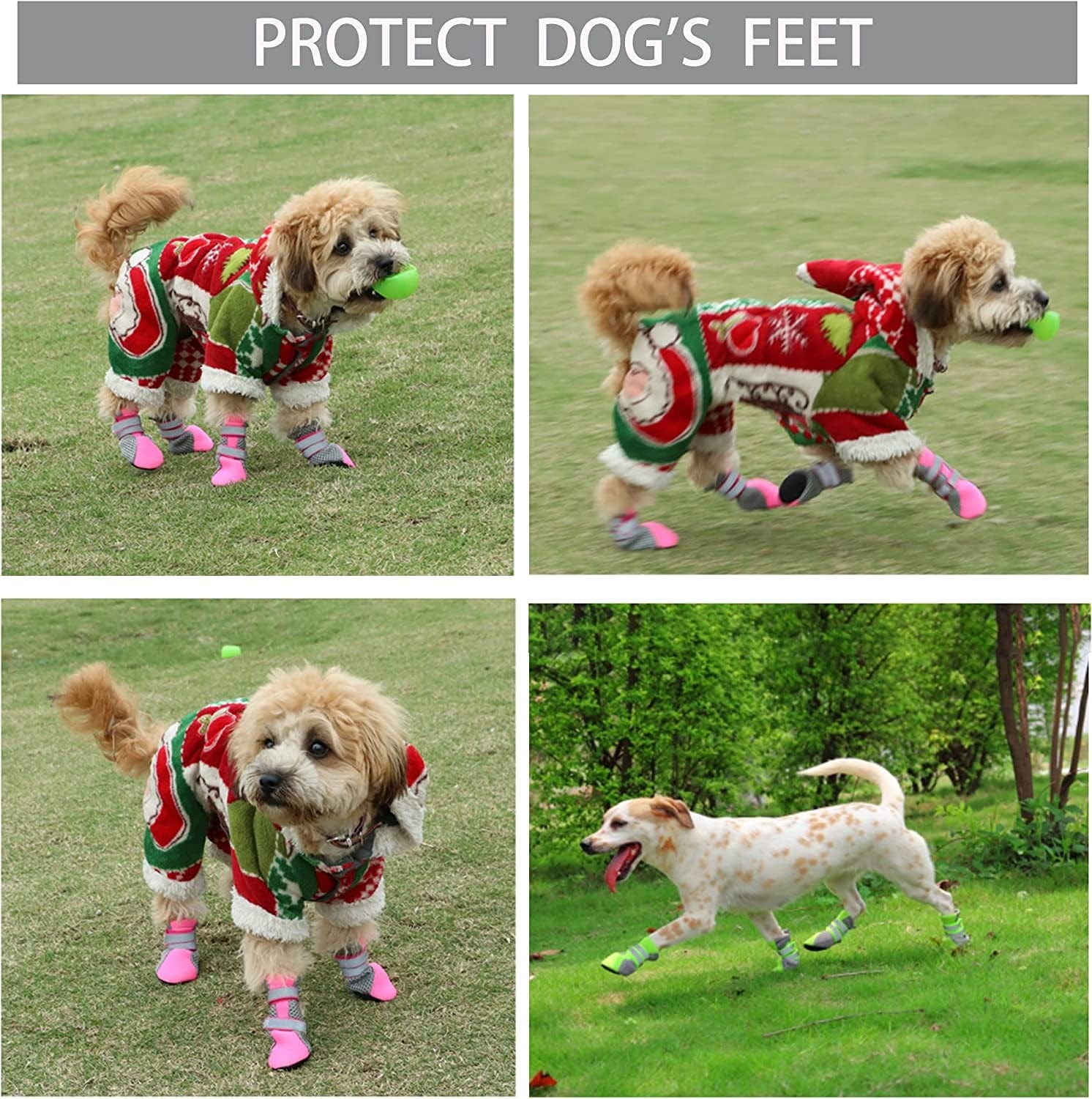 YAODHAOD Dog Boots Paw Protectors, Mesh Breathable Dog Shoes for Small Medium Dogs with Reflective Straps, Anti-Slip Hot Pavement Hardwood Pet Booties 4 PCS (L : 1.7"X1.3"(L*W), Pink) Animals & Pet Supplies > Pet Supplies > Dog Supplies > Dog Apparel YAODHAOD   