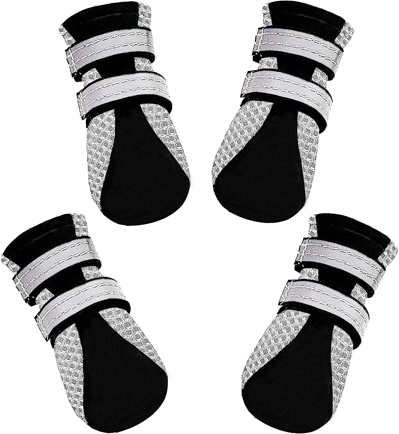 YAODHAOD Dog Boots Paw Protectors, Mesh Breathable Dog Shoes for Small Medium Dogs with Reflective Straps, Anti-Slip Hot Pavement Hardwood Pet Booties 4 PCS (L : 1.7"X1.3"(L*W), Pink) Animals & Pet Supplies > Pet Supplies > Dog Supplies > Dog Apparel YAODHAOD Black S : 1.3"x1.1"(L*W) 