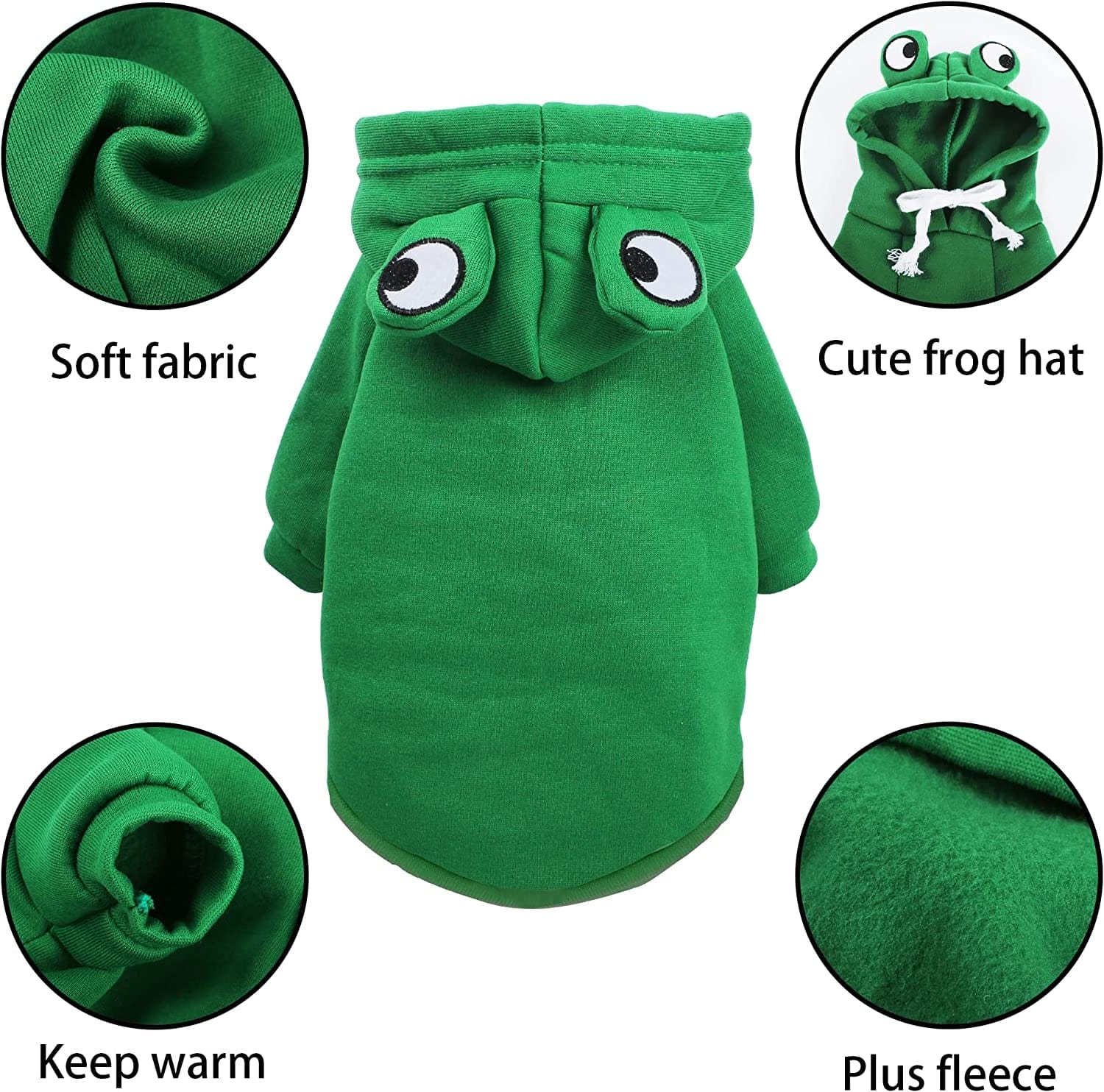 YAODHAOD Dog Hoodie, Pet Clothes Frog Shape Warm Jacket Pet Cold Weather Sweaters Clothes Winter Dog Clothes Warm Sweatshirt Coat Chihuahua (Frog, Small) Animals & Pet Supplies > Pet Supplies > Dog Supplies > Dog Apparel YAODHAOD   