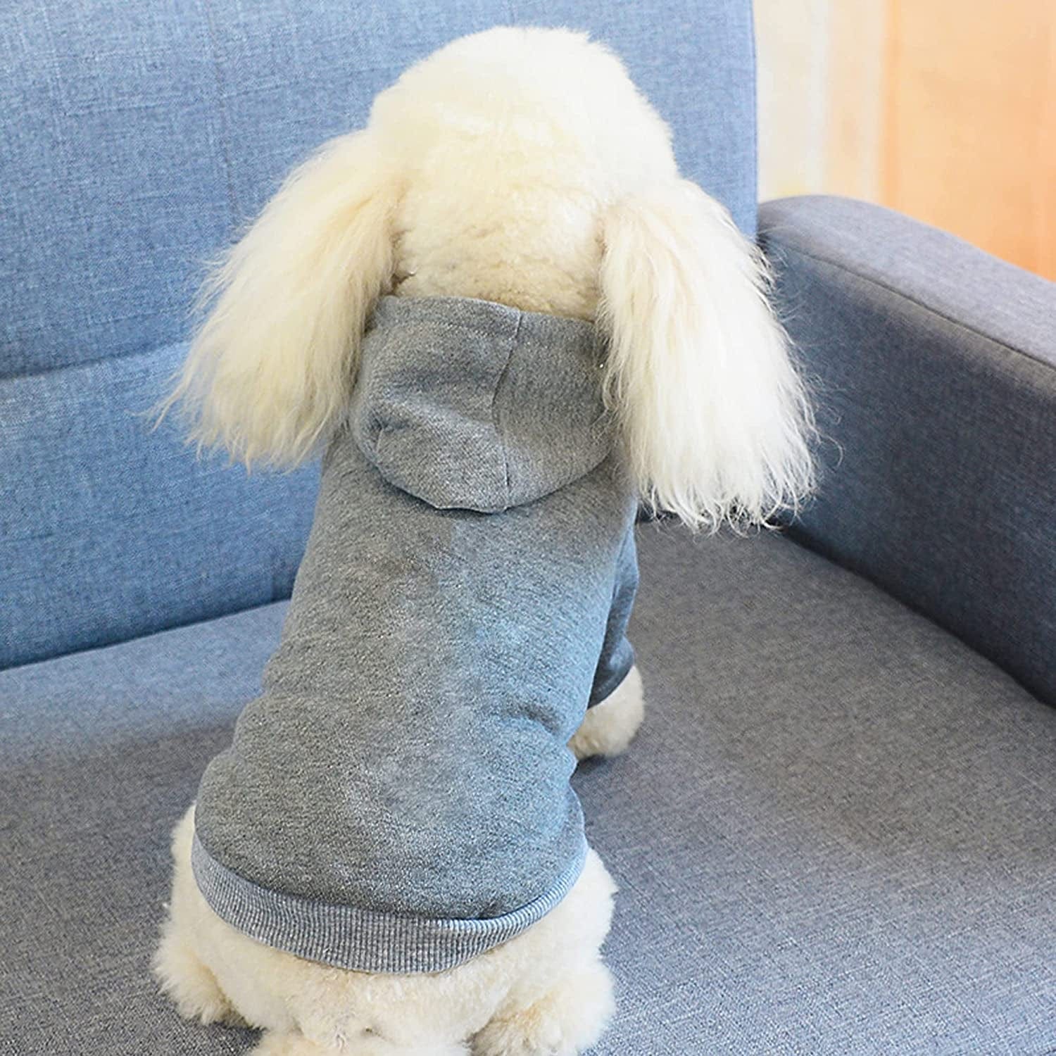 YAODHAOD Dog Hoodie, Winter Dog Sweaters Pet Warm Sweatshirt Cold Weather Puppy Clothes Coat for Ultra Small and Small Hooded Outfits Cat Apparel (M, Gray) Animals & Pet Supplies > Pet Supplies > Dog Supplies > Dog Apparel YAODHAOD   