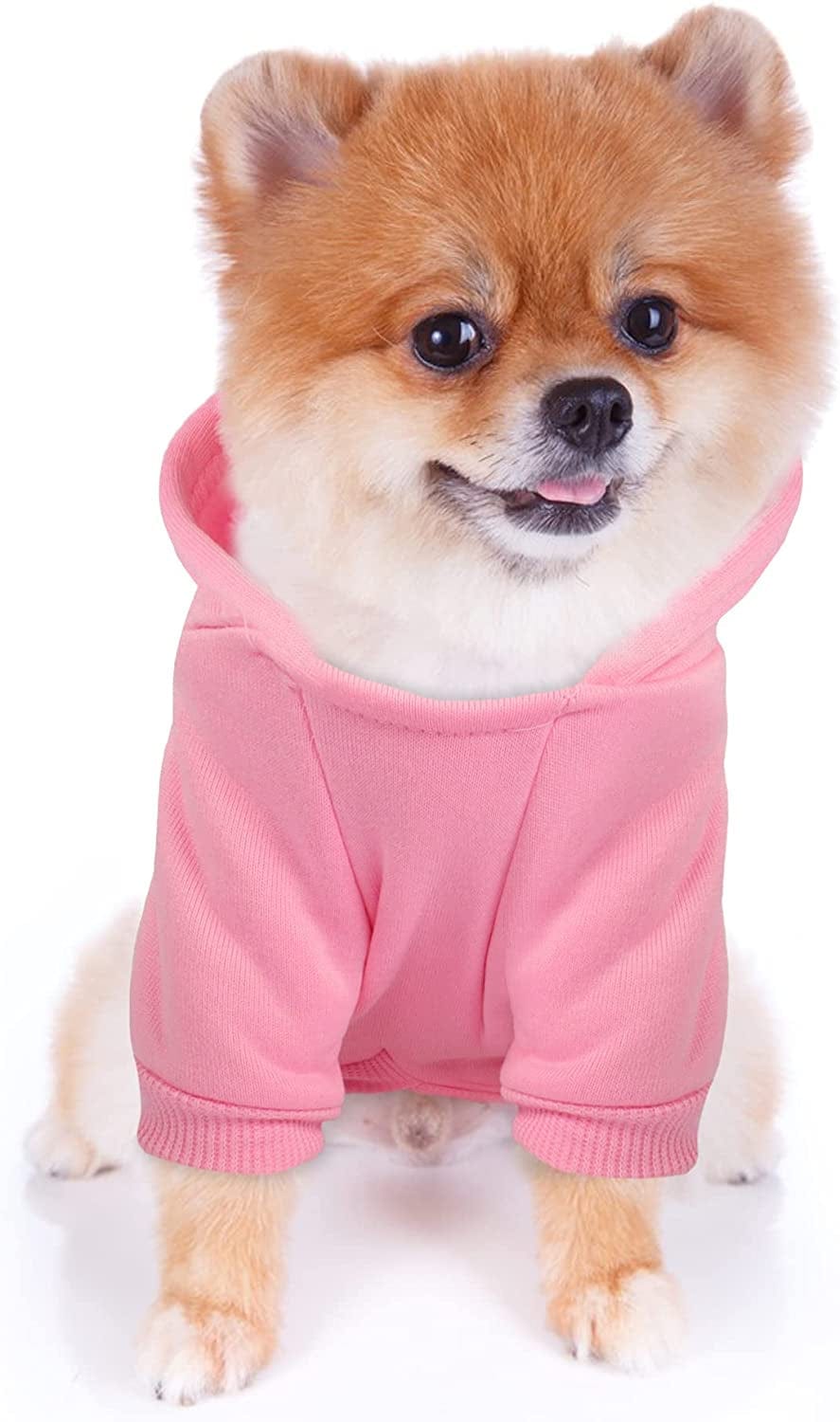 YAODHAOD Dog Hoodie, Winter Dog Sweaters Pet Warm Sweatshirt Cold Weather Puppy Clothes Coat for Ultra Small and Small Hooded Outfits Cat Apparel (M, Gray) Animals & Pet Supplies > Pet Supplies > Dog Supplies > Dog Apparel YAODHAOD Pink M:Chest Girth:11.7" 