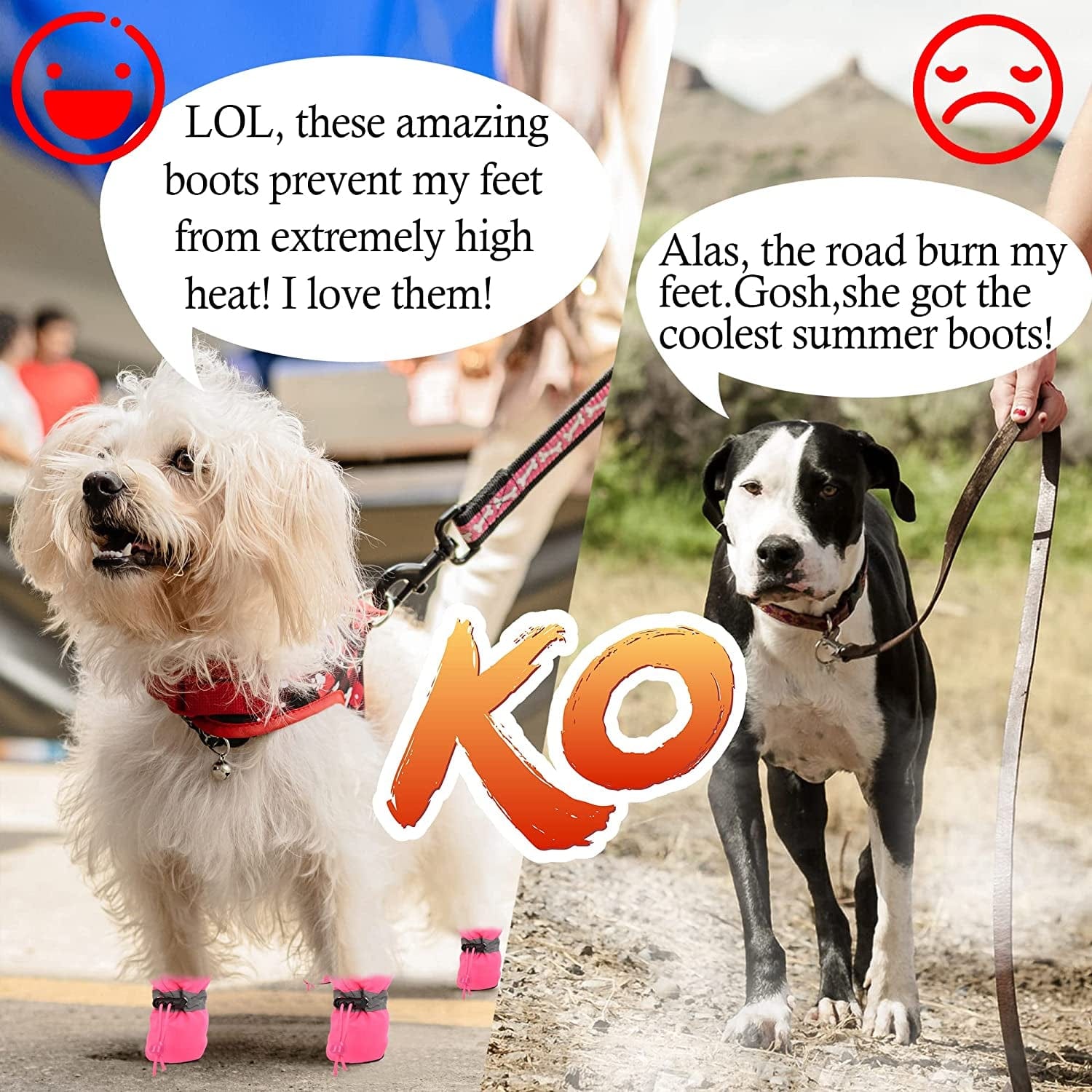 YAODHAOD Dog Shoes for Hot Pavement, 12PCS Paw Protector Boots for Dogs Summer Booties, Anti-Slip with Reflective Straps and Adjustable Straps Lightweight Puppy Shoes (Size 2: 1.27"X0.9"(L*W), Pink) Animals & Pet Supplies > Pet Supplies > Dog Supplies > Dog Apparel YAODHAOD   
