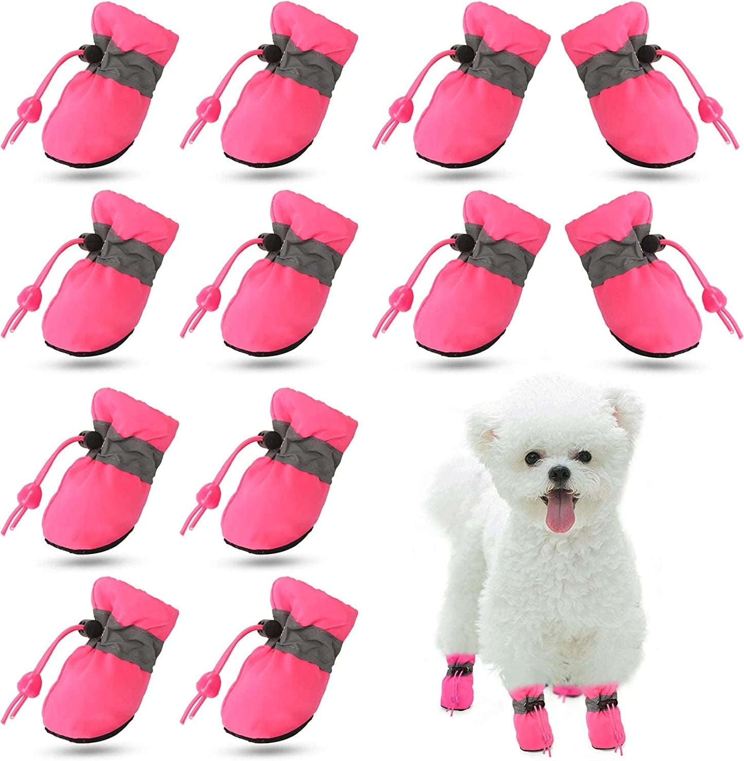 YAODHAOD Dog Shoes for Hot Pavement, 12PCS Paw Protector Boots for Dogs Summer Booties, Anti-Slip with Reflective Straps and Adjustable Straps Lightweight Puppy Shoes (Size 2: 1.27"X0.9"(L*W), Pink) Animals & Pet Supplies > Pet Supplies > Dog Supplies > Dog Apparel YAODHAOD Pink Size 5: 1.96"x1.57"(L*W) 