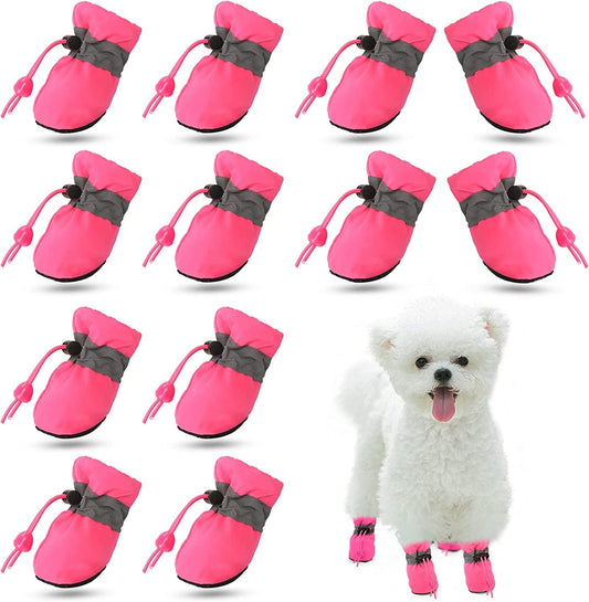 YAODHAOD Dog Shoes for Hot Pavement, 12PCS Paw Protector Boots for Dogs Summer Booties, Anti-Slip with Reflective Straps and Adjustable Straps Lightweight Puppy Shoes (Size 2: 1.27"X0.9"(L*W), Pink) Animals & Pet Supplies > Pet Supplies > Dog Supplies > Dog Apparel YAODHAOD Pink Size 5: 1.96"x1.57"(L*W) 