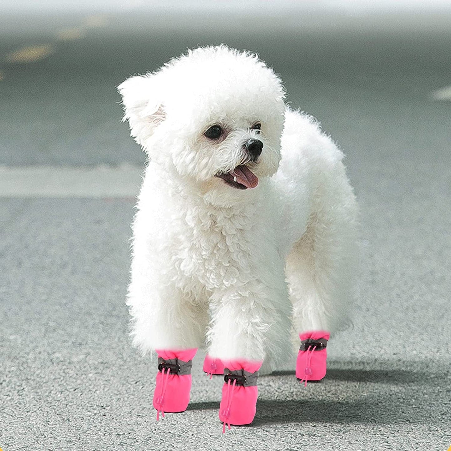 YAODHAOD Dog Shoes for Hot Pavement, 12PCS Paw Protector Boots for Dogs Summer Booties, Anti-Slip with Reflective Straps and Adjustable Straps Lightweight Puppy Shoes (Size 2: 1.27"X0.9"(L*W), Pink) Animals & Pet Supplies > Pet Supplies > Dog Supplies > Dog Apparel YAODHAOD   
