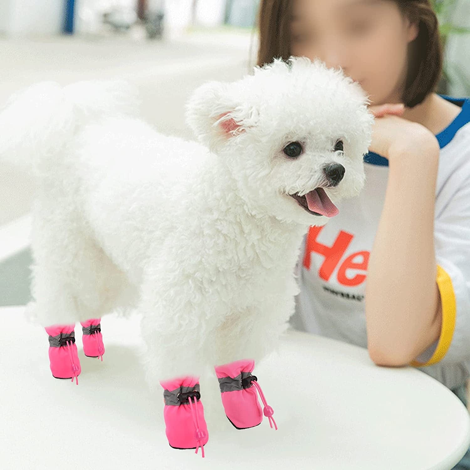 YAODHAOD Dog Shoes for Hot Pavement, 12PCS Paw Protector Boots for Dogs Summer Booties, Anti-Slip with Reflective Straps and Adjustable Straps Lightweight Puppy Shoes (Size 2: 1.27"X0.9"(L*W), Pink) Animals & Pet Supplies > Pet Supplies > Dog Supplies > Dog Apparel YAODHAOD   