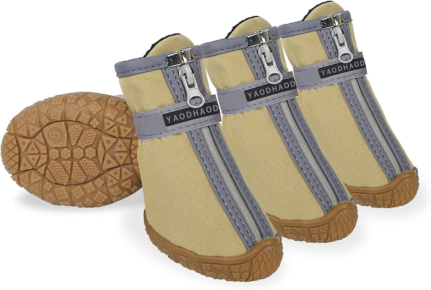 YAODHAOD Dog Shoes for Hot Pavement Waterproof Breathable Dog Summer Boots Anti-Slip Puppy Hiking Booties Puppy Shoes Paw Protector for Small Medium Dogs 4PCS (Size 1: 1.1"X0.9"(L*W), Black) Animals & Pet Supplies > Pet Supplies > Dog Supplies > Dog Apparel YAODHAOD Brown Size 5: 1.88"x1.78"(L*W) 