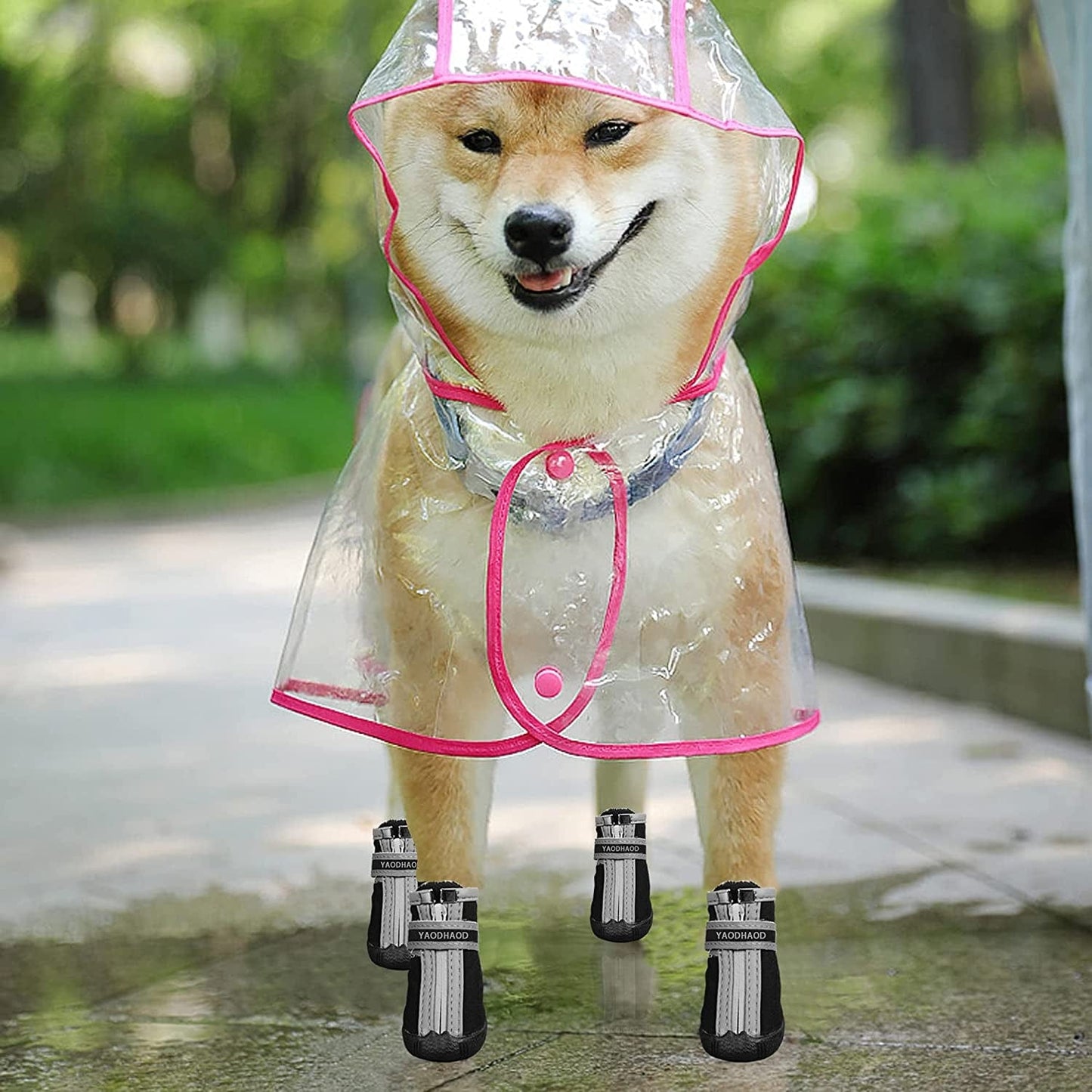 YAODHAOD Dog Shoes for Hot Pavement Waterproof Breathable Dog Summer Boots Anti-Slip Puppy Hiking Booties Puppy Shoes Paw Protector for Small Medium Dogs 4PCS (Size 1: 1.1"X0.9"(L*W), Black) Animals & Pet Supplies > Pet Supplies > Dog Supplies > Dog Apparel YAODHAOD   