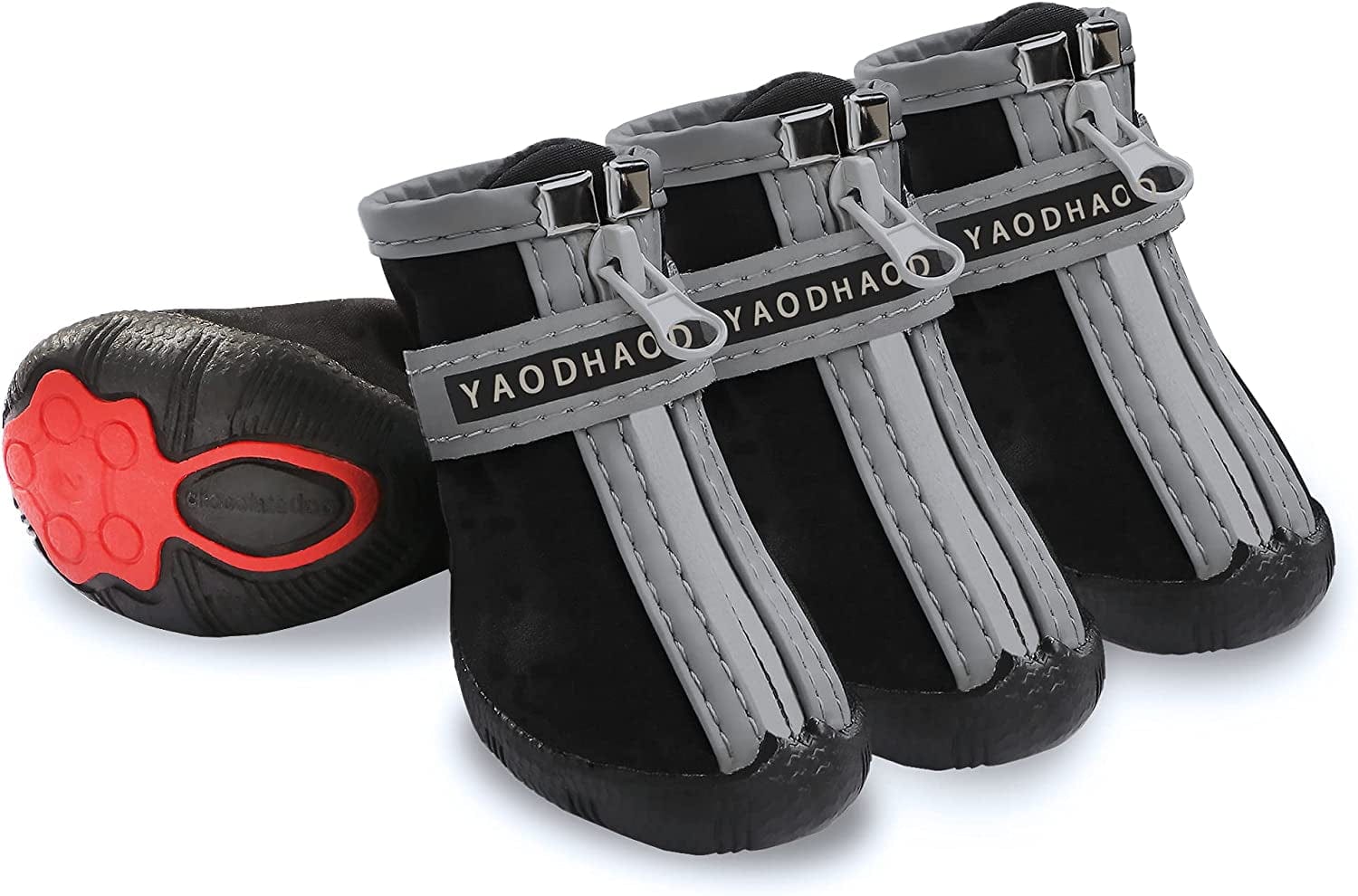 YAODHAOD Dog Shoes for Hot Pavement Waterproof Breathable Dog Summer Boots Anti-Slip Puppy Hiking Booties Puppy Shoes Paw Protector for Small Medium Dogs 4PCS (Size 1: 1.1"X0.9"(L*W), Black) Animals & Pet Supplies > Pet Supplies > Dog Supplies > Dog Apparel YAODHAOD Black Size 5: 1.88"x1.78"(L*W) 