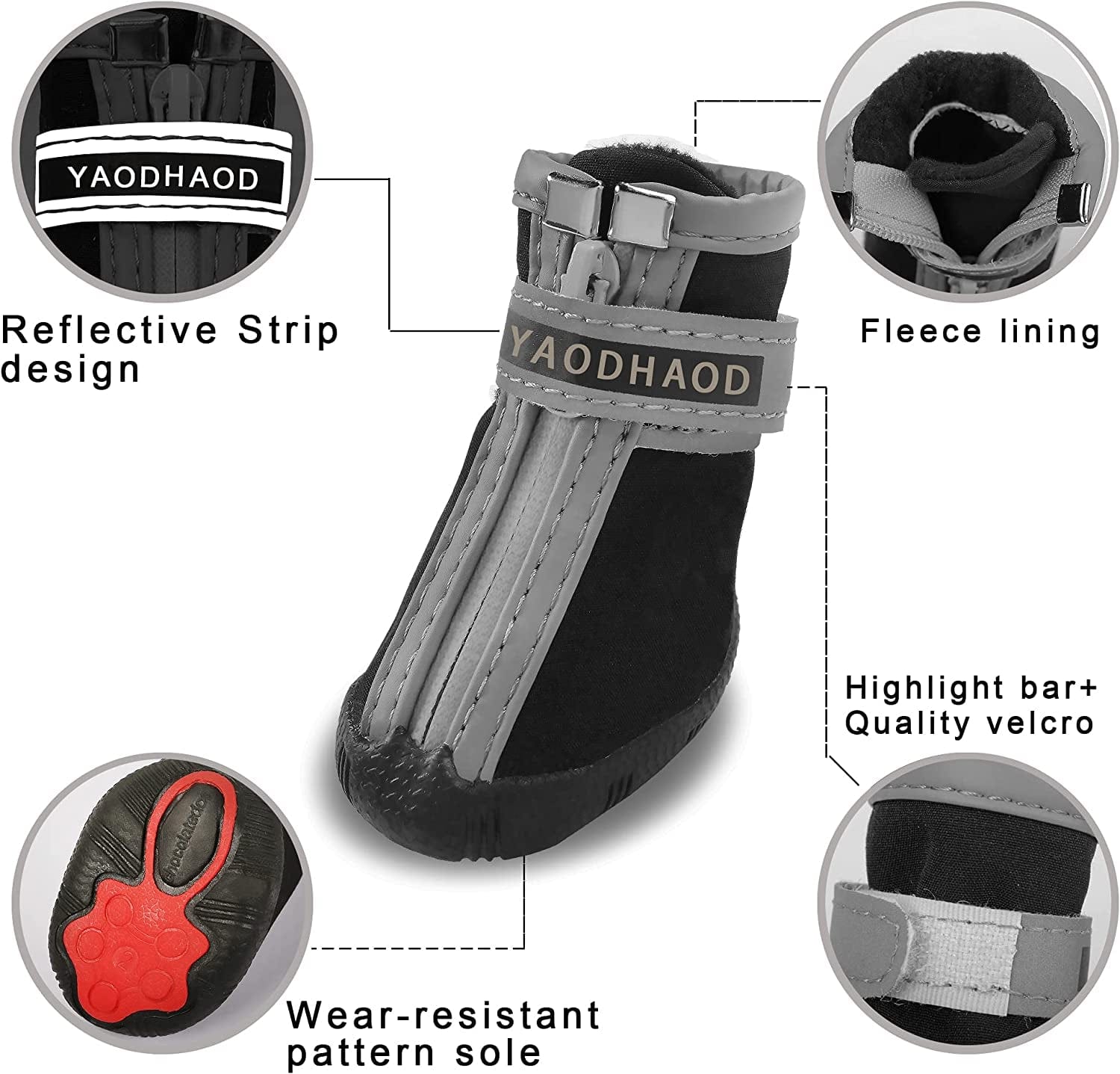 YAODHAOD Dog Shoes for Hot Pavement Waterproof Breathable Dog Summer Boots Anti-Slip Puppy Hiking Booties Puppy Shoes Paw Protector for Small Medium Dogs 4PCS (Size 1: 1.1"X0.9"(L*W), Black) Animals & Pet Supplies > Pet Supplies > Dog Supplies > Dog Apparel YAODHAOD   