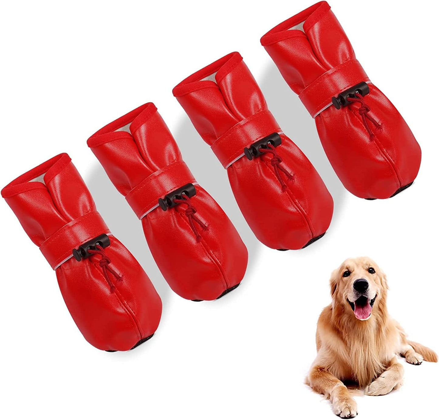 YAODHAOD Dog Shoes for Large Dogs, Dog Boots Paw Protectors for Hot Pavement, Leather Anti-Slip Adjustable Booties,For Indoor Hardwood Floor Traction Control & Outdoor Wlaking Hikin (Size 8, Black) Animals & Pet Supplies > Pet Supplies > Dog Supplies > Dog Apparel YAODHAOD Red Size 9: 3.5"x2.7"(L*W) 