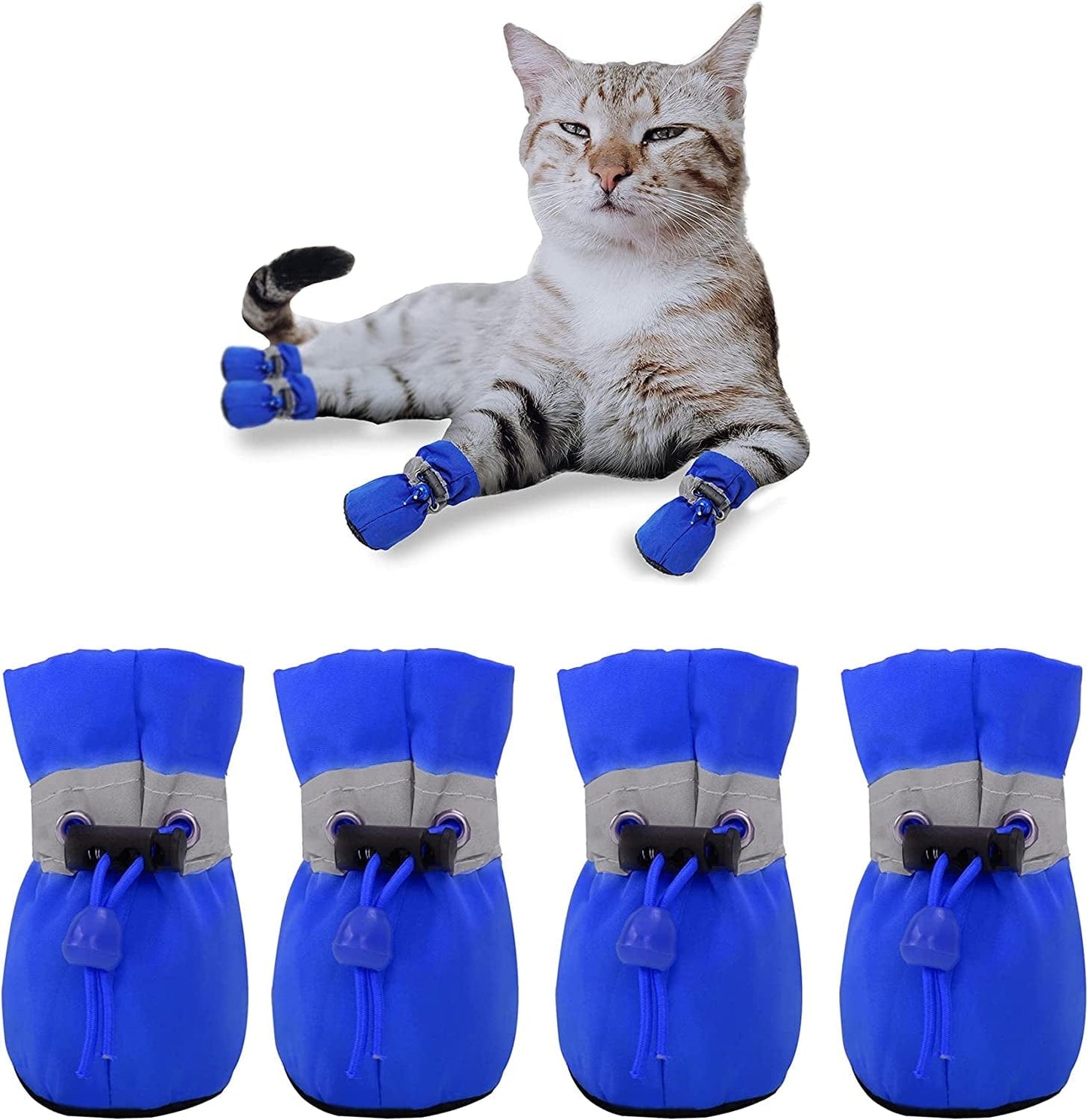 YAODHAOD Dog Shoes for Small Dogs Anti-Slip Dogs Boots & Paw Protector with Reflective Straps Winter Snow Puppy Booties, Cat Dog Shoes for Small and Medium Pets 4PCS (Size 7: 2.35"X1.97", Red) Animals & Pet Supplies > Pet Supplies > Dog Supplies > Dog Apparel YAODHAOD blue size 4: 1.76"x1.37"(L*W) 