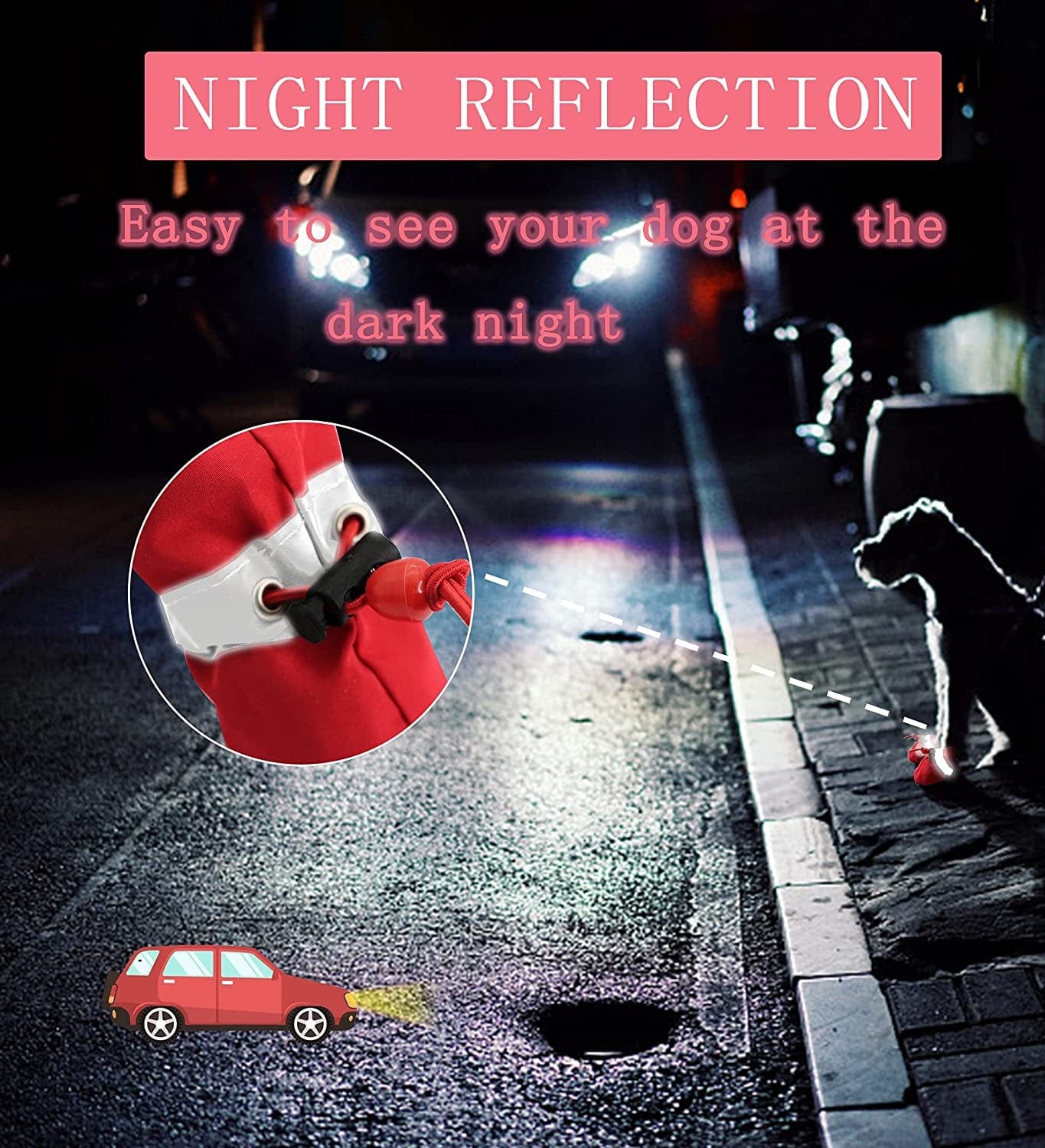 YAODHAOD Dog Shoes for Small Dogs Anti-Slip Dogs Boots & Paw Protector with Reflective Straps Winter Snow Puppy Booties, Cat Dog Shoes for Small and Medium Pets 4PCS (Size 7: 2.35"X1.97", Red) Animals & Pet Supplies > Pet Supplies > Dog Supplies > Dog Apparel YAODHAOD   