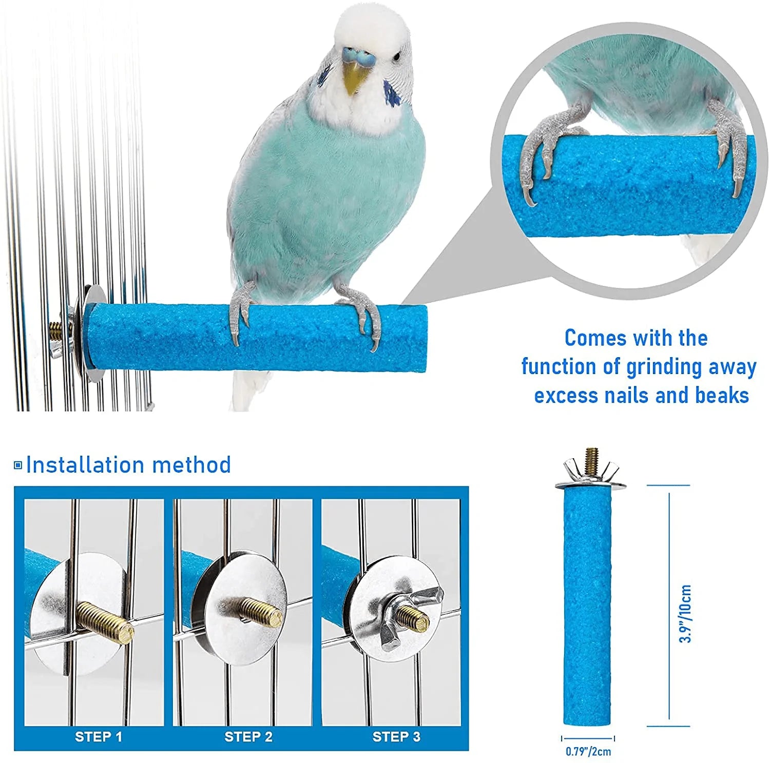 YAYMEW Bird Cage Accessories Perches Stand Rope Ladder Hanging Swing Toys for Small Parrots and Birds Only (3 Pcs)