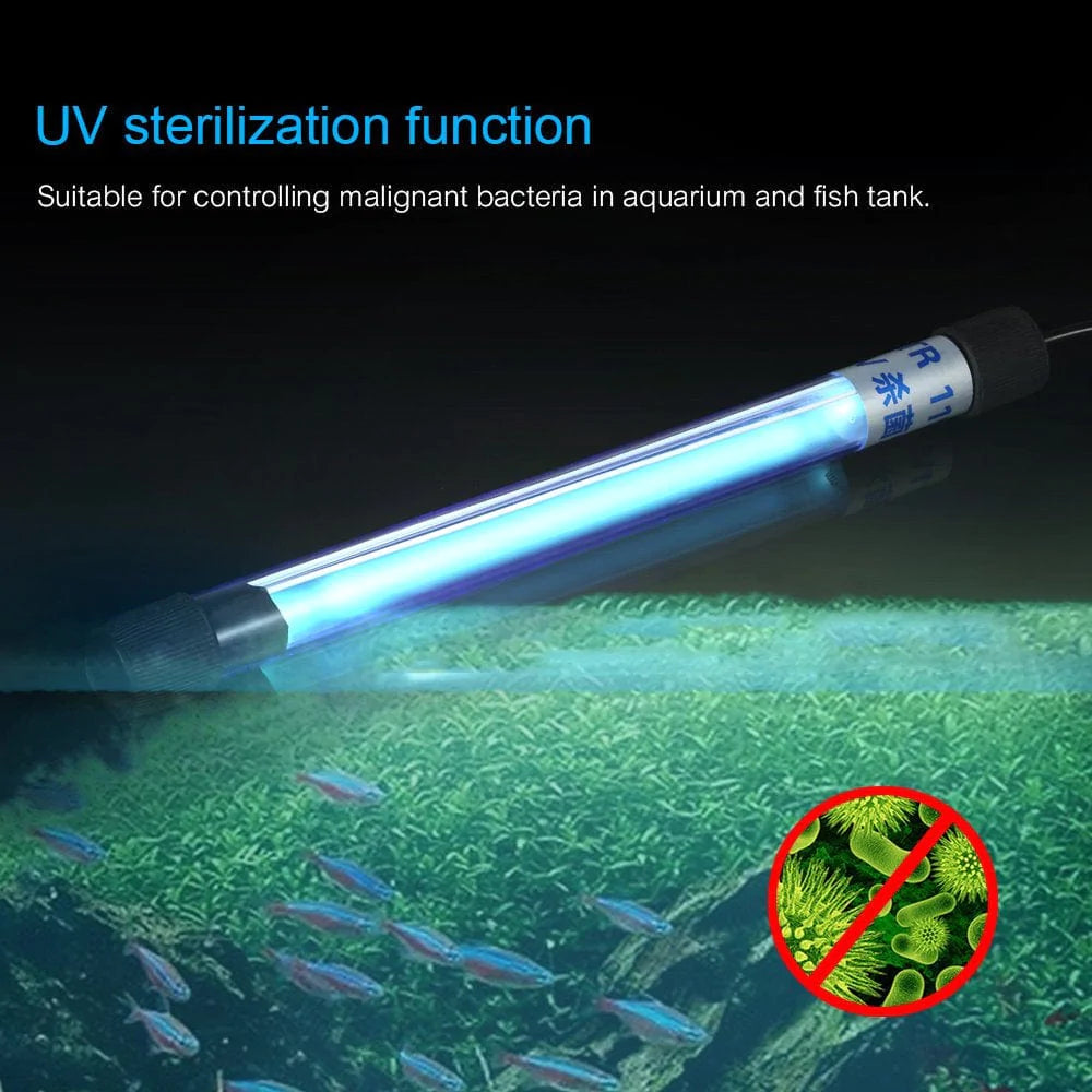 Yeacher 11W UV Light Sterilization Lamp Submersible Ultraviolet Sterilizer Water Disinfection for Aquarium Fish Tank Pond AC110-120V