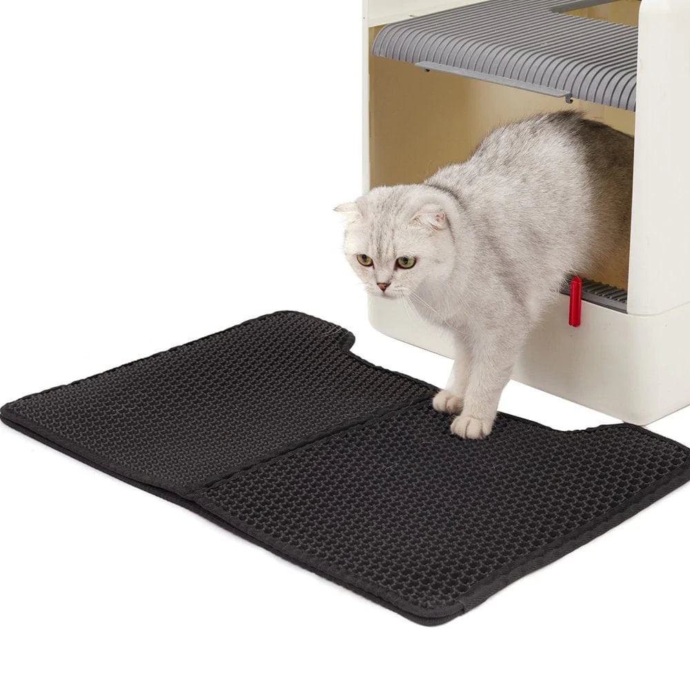 Yeacher Cat Litter Mat Double Layer Foldable Mat Litter Box Rug